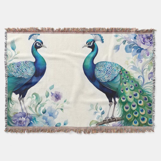 Wasserfarbe Peacock Decke (Vorderseite)