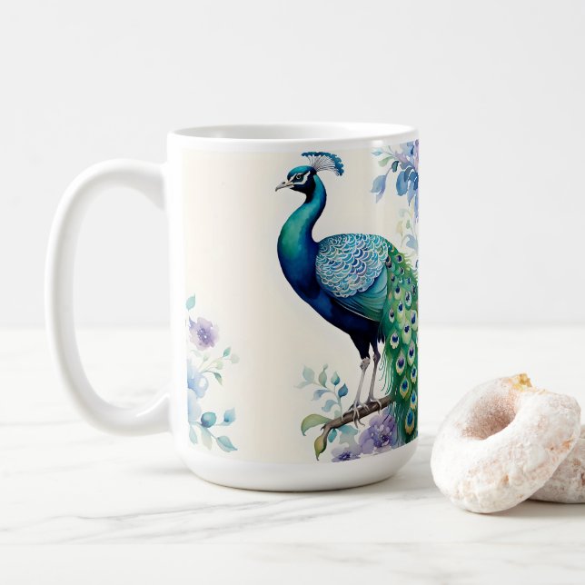 Wasserfarbe Peacock Kaffeetasse (Mit Donut)