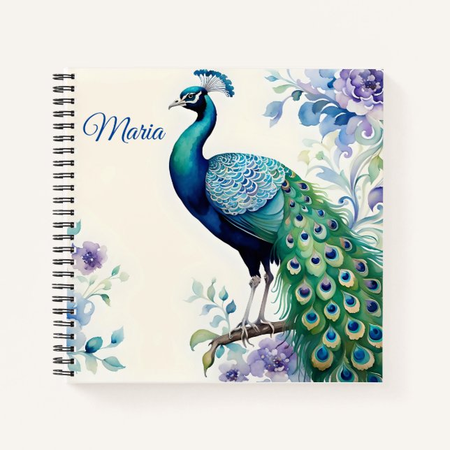 Wasserfarbe Peacock Notizbuch (Vorderseite)