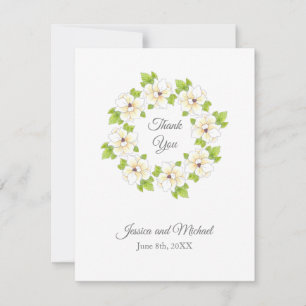 Wasserfarbe, Pen & Tinte Magnolia Kranz Dankeskarte