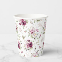 Wasserfarbe Peonies Baby Showthema Papier Becher