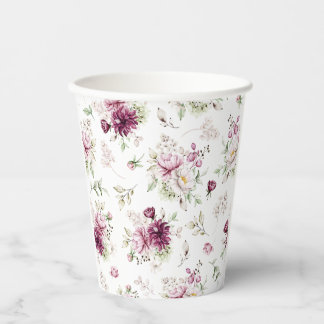 Wasserfarbe Peonies Baby Showthema Papier Becher