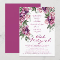 Wasserfarbe Peony Bat Mitzvah Moderne Flora