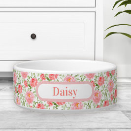 Wasserfarbe Peony Floral Frühling Name Pet Bowl Napf