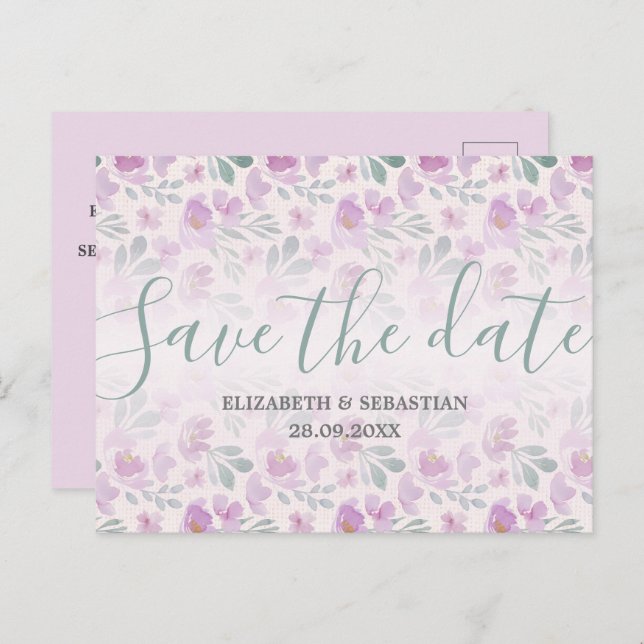 Wasserfarbe Peony Ombre Ankündigungspostkarte (Vorne/Hinten)