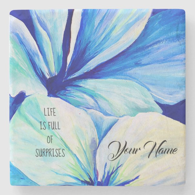 Wasserfarbe Perserblaue Blume Peters Muster Steinuntersetzer (Vorderseite)