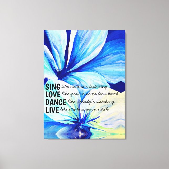 Wasserfarbe Persische Blaue Lilien Petals Musterku Leinwanddruck (Vorderseite)