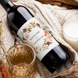 Wasserfarbe Personalisierte Hochzeit in der Blüte Weinetikett