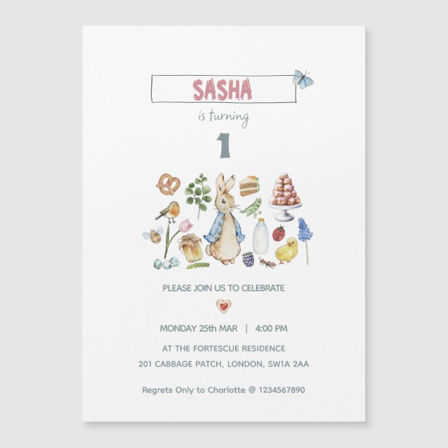 Wasserfarbe Peter des Kaninchens Magneteinladung (Vorderseite)