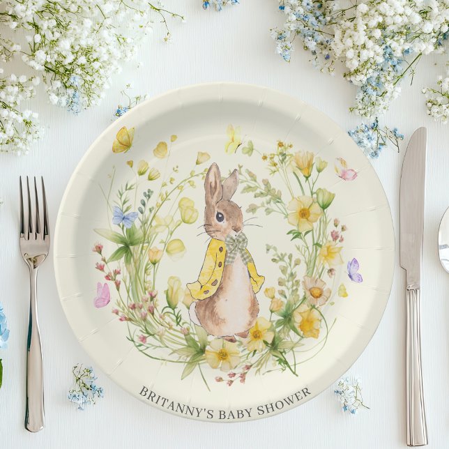 Wasserfarbe Peter Rabbit Wildblumen Kinderdusche Pappteller (Von Creator hochgeladen)