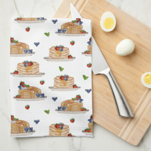 Wasserfarbe Pfannkuchen Beeren Frühstück Brunch  Geschirrtuch