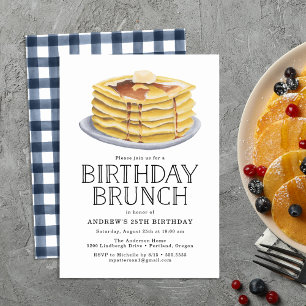 Wasserfarbe-Pfannkuchen-Brunch-Geburtstagsfeier Einladung