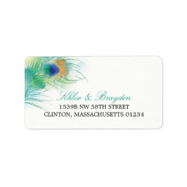 Wasserfarbe Pfauenfederadresse Adressaufkleber
