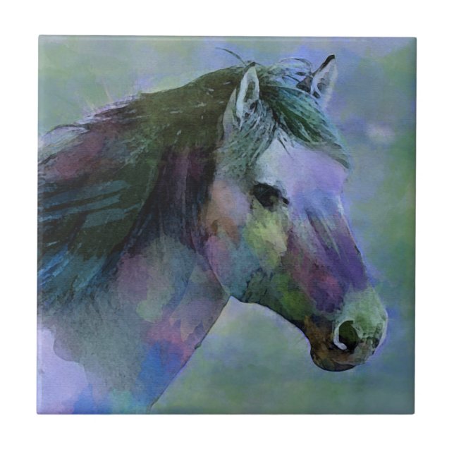 Wasserfarbe-Pferd Fliese (Vorderseite)