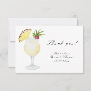 Wasserfarbe Pina Colada Cocktail Brautparty Dankeskarte
