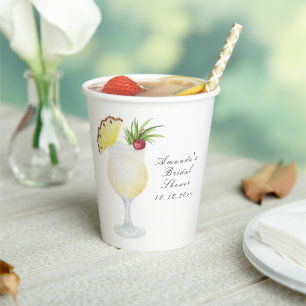 Wasserfarbe Pina Colada Cocktail Brautparty Pappbecher