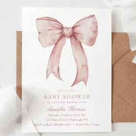 Wasserfarbe Pink Bow Girl Babydusche Einladung