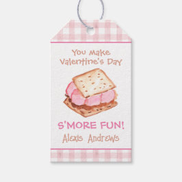 Wasserfarbe Pink Gingham S'mores Valentine Geschenkanhänger