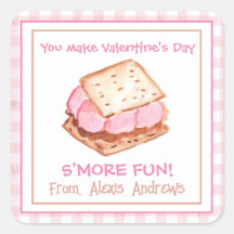 Wasserfarbe Pink Gingham S'mores Valentine
