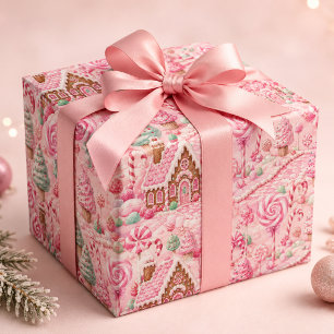 Wasserfarbe Pink Lebkuchen Candyland Weihnachten Geschenkpapier