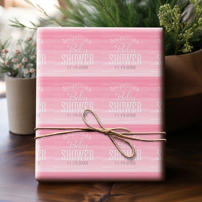 Wasserfarbe Pink Ombre Sweet Girl Baby Dusche Geschenkpapier (Custom Wrapping Paper)
