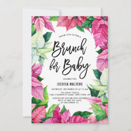 Wasserfarbe Pink Poinsettias Babydusche Brunch Einladung