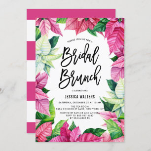 Wasserfarbe Pink Poinsettias Blumenbridal Brunch Einladung