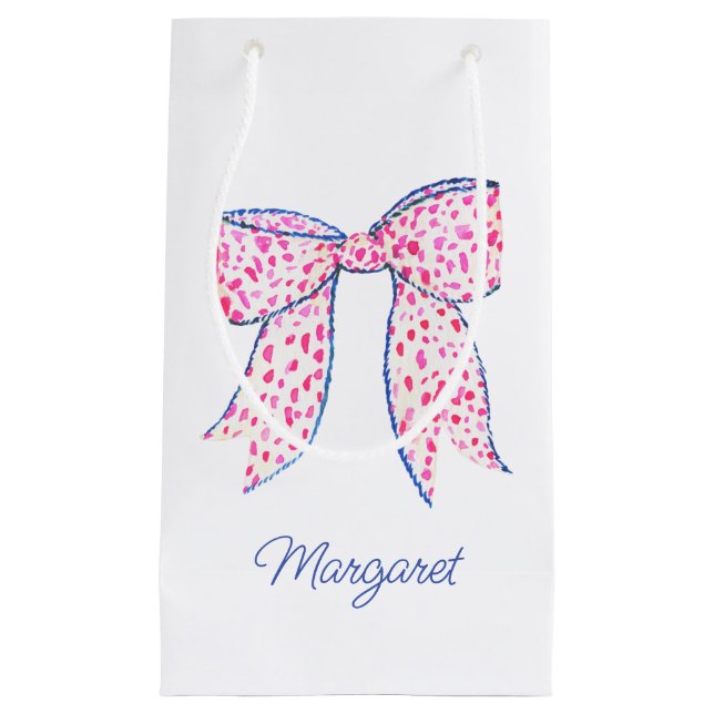 Wasserfarbe Pink Polka Dot Bow Kleine Geschenktüte (Vorderseite)