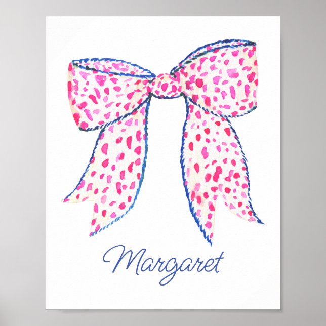 Wasserfarbe Pink Polka Dot Bow Poster (Vorne)