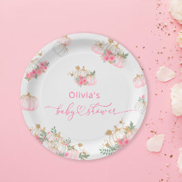 Wasserfarbe Pink Pumpkin Niedlich Babydusche Pappteller