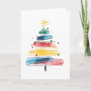 Wasserfarbe Pinselstrich Weihnachtsbaum Abstrakt Karte