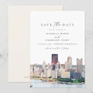 Wasserfarbe Pittsburgh Pennsylvania Save the Date Einladung