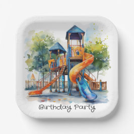 Wasserfarbe Playground Park Kinderparty Pappteller