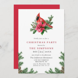 Wasserfarbe Poinsettia Roter Kardinal Weihnachtsfe Einladung