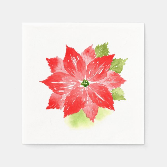 Wasserfarbe Poinsettia Serviette (Vorderseite)