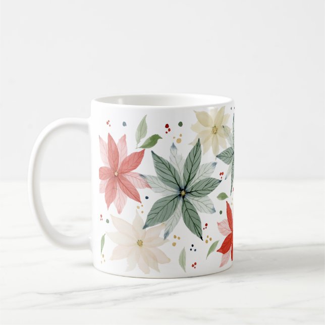 Wasserfarbe Poinsettia Urlaub Kaffeetasse (Links)
