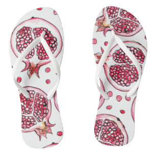 Wasserfarbe Pomegranat und Farbmuster Flip Flops