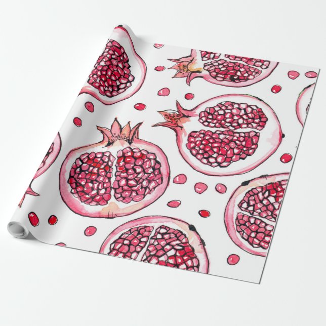 Wasserfarbe Pomegranat und Farbmuster Geschenkpapier (Ungerollt)
