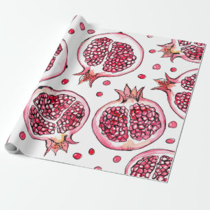 Wasserfarbe Pomegranat und Farbmuster Geschenkpapier
