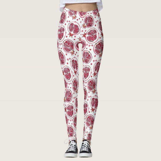 Wasserfarbe Pomegranat und Farbmuster Leggings (Vorderseite)