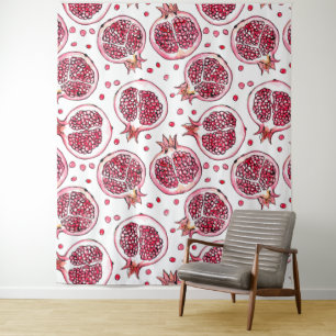 Wasserfarbe Pomegranat und Farbmuster Wandteppich