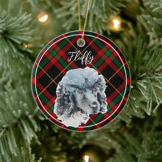 Wasserfarbe Poodle Personalisiert Weihnachten Keramik Ornament (Baum)