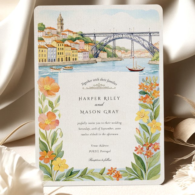 Wasserfarbe Porto Dom Luís I Bridge Wedding Einladung (Von Creator hochgeladen)