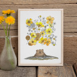 Wasserfarbe Poster<br><div class="desc">Dieser niedliche Tag inspiriert Wasserfarbe bietet einen süßen, fröhlichen Erdenberg, der aus seinem Wintergarten auftaucht und von einem Feld voller schmackhafter Butterbecher träumt! Wir alle hoffen, dass er einen Frühling sieht! Dieser Druck ist von original Aquarell und Stift-Artwork.</div>