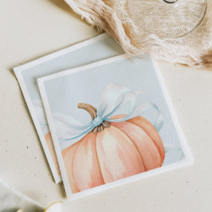 Wasserfarbe Pumpkin Blue Bow Baby Dusche Serviette