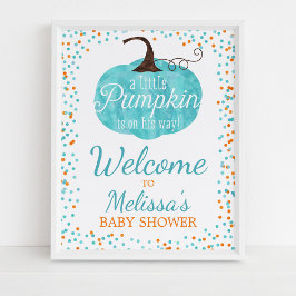 Wasserfarbe Pumpkin Confetti Fall Boy Babydusche Poster