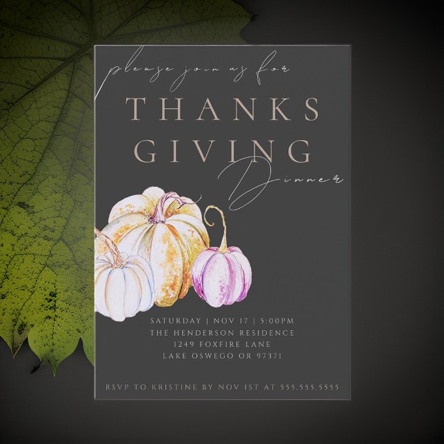 Wasserfarbe Pumpkin Erntedank Abendessen Einladung (Von Creator hochgeladen)