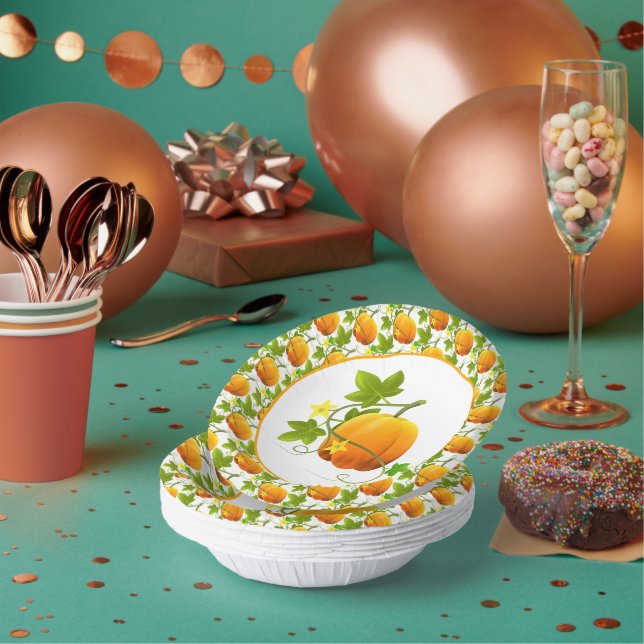 Wasserfarbe Pumpkin Fall Jahreszeit / Erntedank Pappteller (Multi)