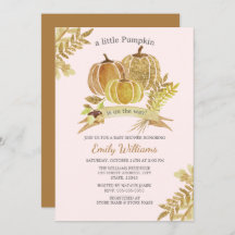 Wasserfarbe Pumpkin Fall Pink Babyduschkarte