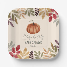 Wasserfarbe Pumpkin Fall Themed Baby Dusche Pappteller